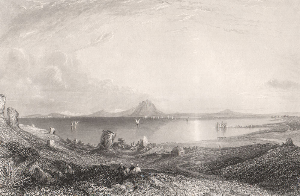 The Ruins of Carthage, Tunisia 1840 old antique vintage print picture